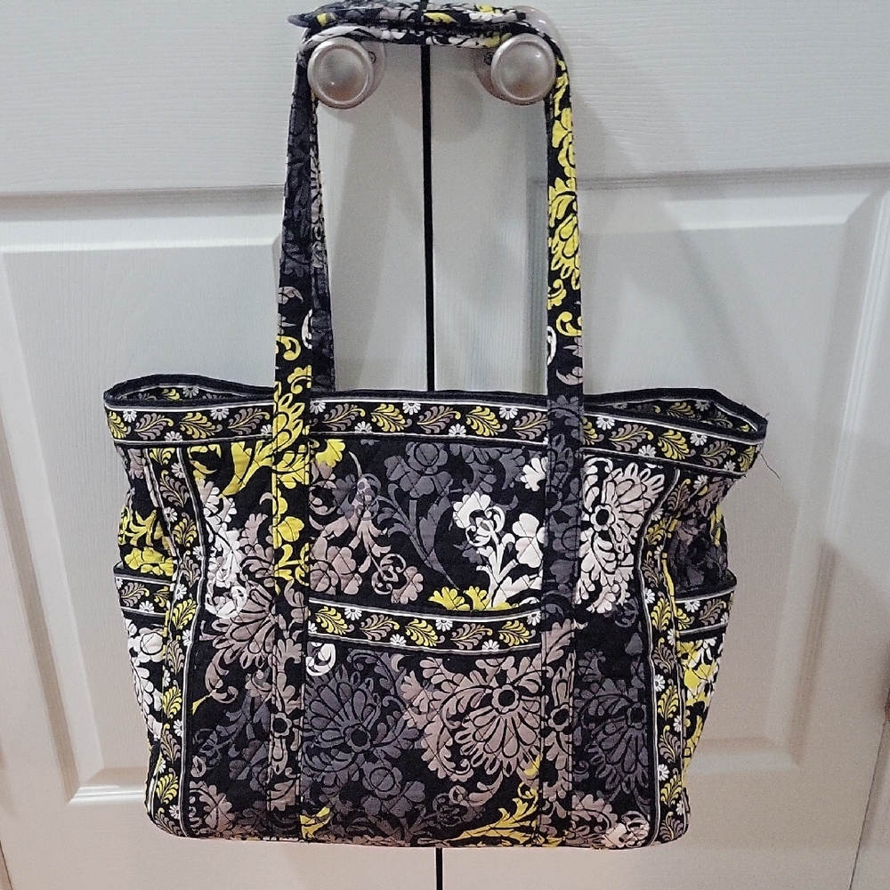 Floral Black and Yellow Travel Tote Bag